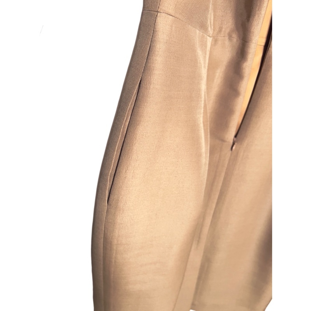 BARNEYS NEW YORK Beige Nude Italian Silk Wool Sheath Classy Dress Pockets 10 - Picture 7 of 10